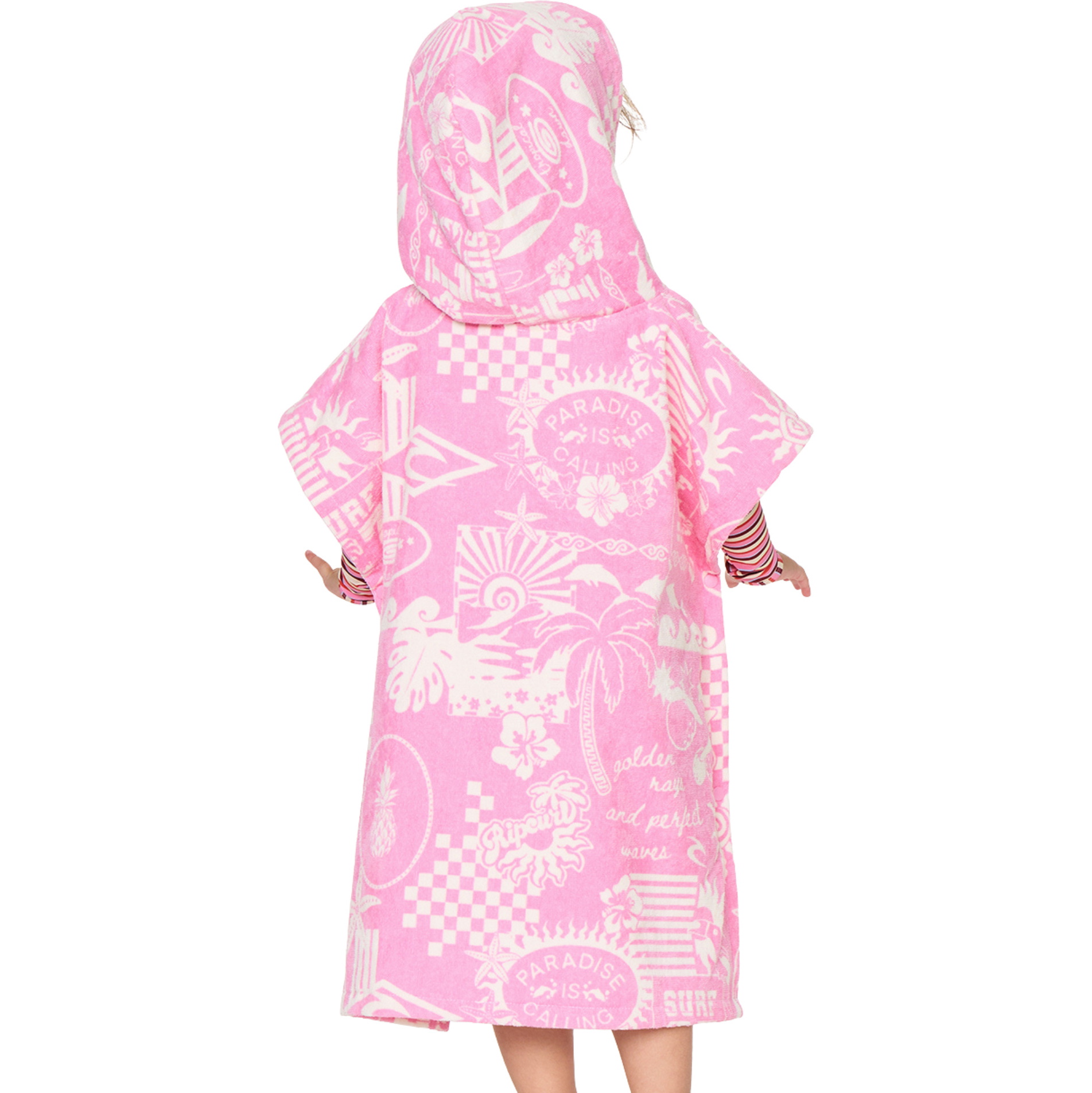 2026 Rip Curl Enfants Mélange Snap Coton Hooded Serviette 00AJTO - Naturel / Pink